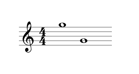 高いソの音と低いソの音が記載された譜面