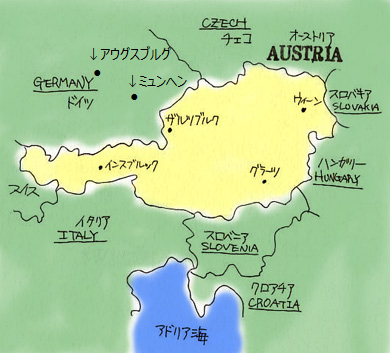 アウグスブルグとミュンヘンの場所を示す地図